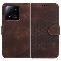 For Xiaomi 13 Pro YX0060 Elephant Head Embossed Phone Leather Case with Lanyard(Coffee)