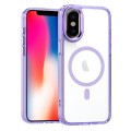 For iPhone XS / X MagSafe Magnetic Clear Phone Case(Purple)