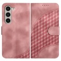 For Samsung Galaxy Z Fold5 5G YX0060 Elephant Head Embossed Phone Leather Case with Lanyard(Pink)