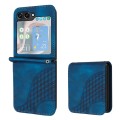 For Samsung Galaxy Z Flip5 5G YX0060 Elephant Head Embossed Phone Leather Case with Lanyard(Royal Bl