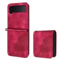 For Samsung Galaxy Z Flip4 5G YX0060 Elephant Head Embossed Phone Leather Case with Lanyard(Rose Red