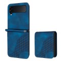 For Samsung Galaxy Z Flip4 5G YX0060 Elephant Head Embossed Phone Leather Case with Lanyard(Royal Bl