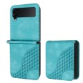 For Samsung Galaxy Z Flip4 5G YX0060 Elephant Head Embossed Phone Leather Case with Lanyard(Light Bl