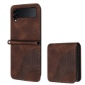 For Samsung Galaxy Z Flip4 5G YX0060 Elephant Head Embossed Phone Leather Case with Lanyard(Coffee)