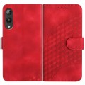 For Rakuten Hand YX0060 Elephant Head Embossed Phone Leather Case with Lanyard(Red)