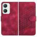 For vivo Y03 4G Global YX0060 Elephant Head Embossed Phone Leather Case with Lanyard(Rose Red)