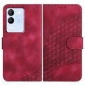 For vivo V30 Lite 5G Global YX0060 Elephant Head Embossed Phone Leather Case with Lanyard(Rose Red)