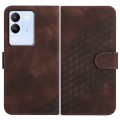 For vivo V30 Lite 5G Global YX0060 Elephant Head Embossed Phone Leather Case with Lanyard(Coffee)