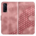 For vivo Y72 5G/iQOO Z3/Y52 5G YX0060 Elephant Head Embossed Phone Leather Case with Lanyard(Pink)