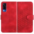 For vivo Y53s 4G/Y51a/Y33 4G YX0060 Elephant Head Embossed Phone Leather Case with Lanyard(Red)