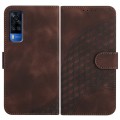 For vivo Y53s 4G/Y51a/Y33 4G YX0060 Elephant Head Embossed Phone Leather Case with Lanyard(Coffee)