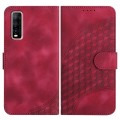For vivo Y70s YX0060 Elephant Head Embossed Phone Leather Case with Lanyard(Rose Red)