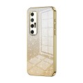 For Xiaomi Mi 10S Gradient Glitter Powder Electroplated Phone Case(Gold)