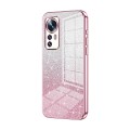 For Xiaomi 12 / 12X Gradient Glitter Powder Electroplated Phone Case(Pink)