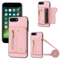For iPhone 7 / 8 / SE 2020 DF-09 Crossbody Litchi texture Card Bag Design PU Phone Case(Pink)