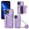For iPhone 13 Pro DF-09 Crossbody Litchi texture Card Bag Design PU Phone Case(Purple)