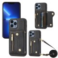 For iPhone 13 Pro DF-09 Crossbody Litchi texture Card Bag Design PU Phone Case(Black)