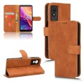 For TCL 501 Skin Feel Magnetic Flip Leather Phone Case(Brown)