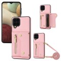 For Samsung Galaxy A22 4G DF-09 Crossbody Litchi texture Card Bag Design PU Phone Case(Pink)