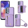 For Samsung Galaxy A05S DF-09 Crossbody Litchi texture Card Bag Design PU Phone Case(Purple)