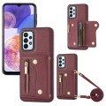 For Samsung Galaxy A13 4G DF-09 Crossbody Litchi texture Card Bag Design PU Phone Case(Wine Red)