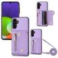 For Samsung Galaxy A13 5G DF-09 Crossbody Litchi texture Card Bag Design PU Phone Case(Purple)