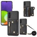 For Samsung Galaxy A13 5G DF-09 Crossbody Litchi texture Card Bag Design PU Phone Case(Black)