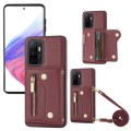 For Samsung Galaxy A32 4G DF-09 Crossbody Litchi texture Card Bag Design PU Phone Case(Wine Red)