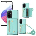 For Samsung Galaxy A32 4G DF-09 Crossbody Litchi texture Card Bag Design PU Phone Case(Cyan)