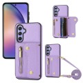 For Samsung Galaxy A34 DF-09 Crossbody Litchi texture Card Bag Design PU Phone Case(Purple)