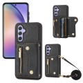For Samsung Galaxy A34 DF-09 Crossbody Litchi texture Card Bag Design PU Phone Case(Black)