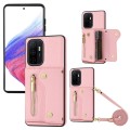 For Samsung Galaxy A53 5G DF-09 Crossbody Litchi texture Card Bag Design PU Phone Case(Pink)