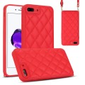For iPhone 8 Plus / 7 Plus Rhombic Texture Phone Case with Dual Lanyard(Red)