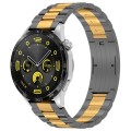For Huawei Watch GT4 / GT3 / GT2 / GT 46mm Three Strains HW Buckle Metal Watch Band(Grey Gold)