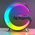 N69-1 Smart Bluetooth Speaker with Wireless Charger & Alarm Clock & Ambient Light, Support APP(Black