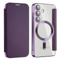 For Samsung Galaxy S24 5G MagSafe Magnetic RFID Anti-theft Leather Phone Case(Dark Purple)