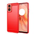 For Motorola Moto G04 Brushed Texture Carbon Fiber TPU Phone Case(Red)