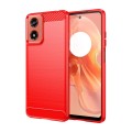 For Motorola Moto G24 Brushed Texture Carbon Fiber TPU Phone Case(Red)