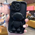 For iPhone 15 Pro Max Astronaut 3D Relief Holder TPU + PC Full Coverage Phone Case(Black)