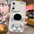 For iPhone X / XS Astronaut 3D Relief Holder TPU + PC Full Coverage Phone Case(White)