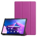 For Lenovo Qitian K10 Pro 5G 3-folding Leather Smart Tablet Case(Rose Red)