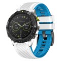 For Garmin Fenix 7X Twill Two Color Quick Release Silicone Watch Band(White Blue)