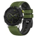 For Garmin Fenix 7X Twill Two Color Quick Release Silicone Watch Band(Army Green Black)