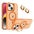 For iPhone 14 Invisible Lens Holder MagSafe Phone Case(Orange)