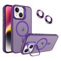 For iPhone 14 Invisible Lens Holder MagSafe Phone Case(Dark Purple)