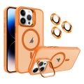 For iPhone 14 Pro Invisible Lens Holder MagSafe Phone Case(Orange)