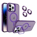 For iPhone 14 Pro Invisible Lens Holder MagSafe Phone Case(Dark Purple)