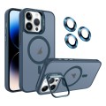 For iPhone 14 Pro Invisible Lens Holder MagSafe Phone Case(Navy Blue)