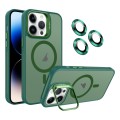For iPhone 14 Pro Max Invisible Lens Holder MagSafe Phone Case(Army Green)