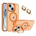 For iPhone 15 Invisible Lens Holder MagSafe Phone Case(Orange)